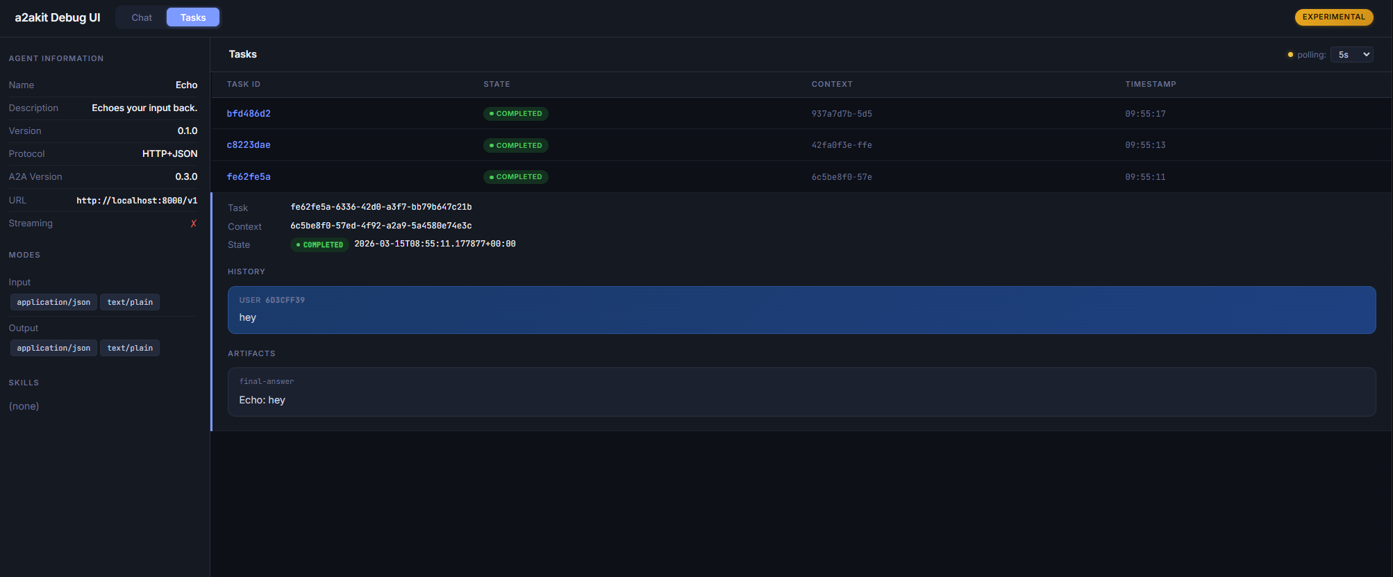 Debug UI — Task Dashboard
